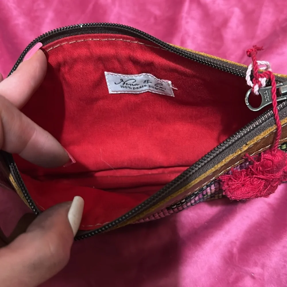 HANDMADE LEATHER and needle point bag